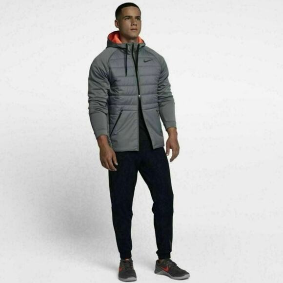 Nike Dri-FIT Gray Full-Zip Hooded Jacket Men’s Large Activewear Winter Warm - Picture 4 of 16